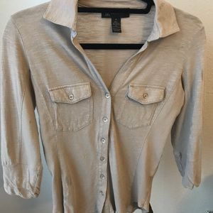 Comfy “Greige” Button Up